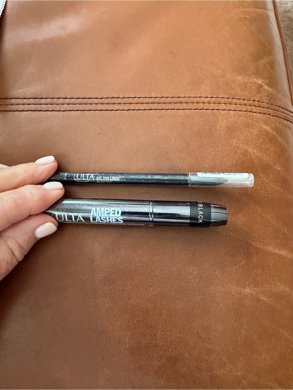 Ulta Black Gel Eyeliner and jet black amped Ulta lashes.